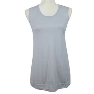 BARBARA LOHMANN XS 100% Cashmere Grey Tunic Top Sleeveless Crew Neck Knit